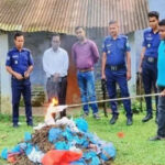 কুলাউড়ায় লাখ টাকার গাঁজা পুড়িয়ে ধ্বংস