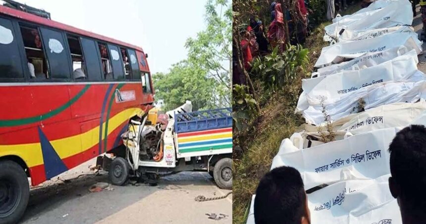 ফরিদপুরে বাস-পিকআপ সংঘর্ষে একই পরিবারের ৪ জনসহ নিহত ১৪