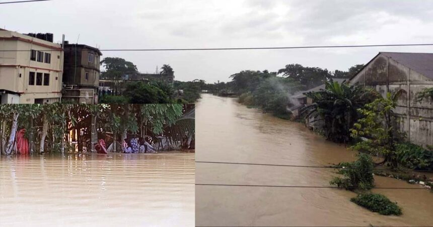 মৌলভীবাজারে পানিবন্দি আড়াই লক্ষাধিক মানুষ, বিচ্ছিন্ন যোগাযোগ ব্যবস্থাও