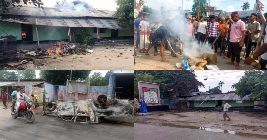 রাণীশংকৈলে আ.লীগ কার্যালয়, সভাপতি, মেয়রের বাড়ীসহ বঙ্গবন্ধুর ম্যুরাল ভাংচুর