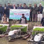 ফুলবাড়ীতে রাইস ট্রান্সপ্লান্টারের মাধ্যমে বোরো ধানের চারা রোপন